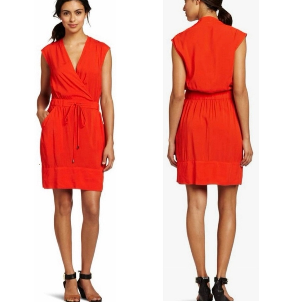 Kenneth Cole Orange Sleeveless Surplice Dress Size 2X